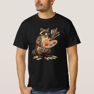 Cool Painter Racoon Illustration T-Shirt