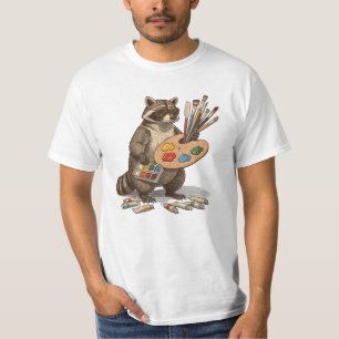 Cool Painter Racoon Illustration T-Shirt