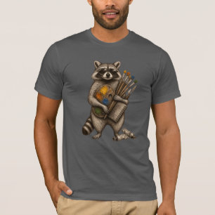 Cool Painter Racoon Illustration T-Shirt