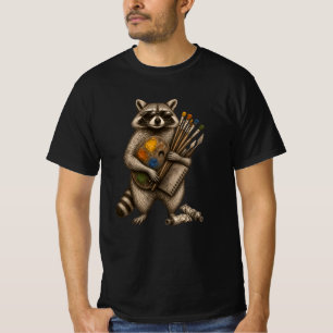 Cool Painter Racoon Illustration T-Shirt