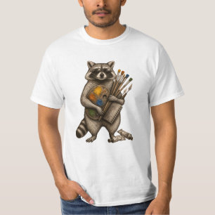 Cool Painter Racoon Illustration T-Shirt
