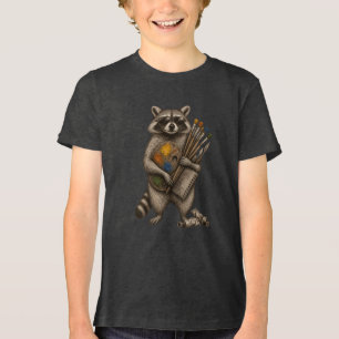 Cool Painter Racoon Illustration Tri-Blend Shirt