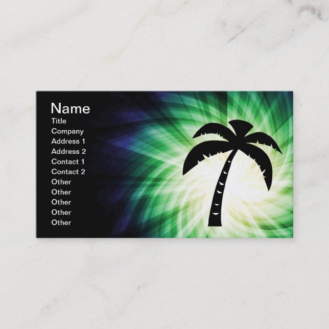 Cool Palm Tree Silhouette Business Card (Front)
