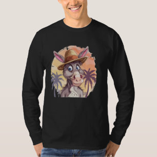Cool Palm Trees Donkey with Beach Hat Costume T-Shirt