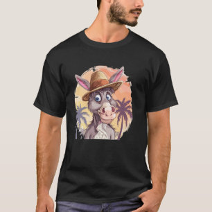 Cool Palm Trees Donkey with Beach Hat Costume T-Shirt