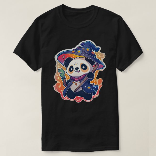 Cool Panda Elemental Wizard Master T-Shirt (Design Front)