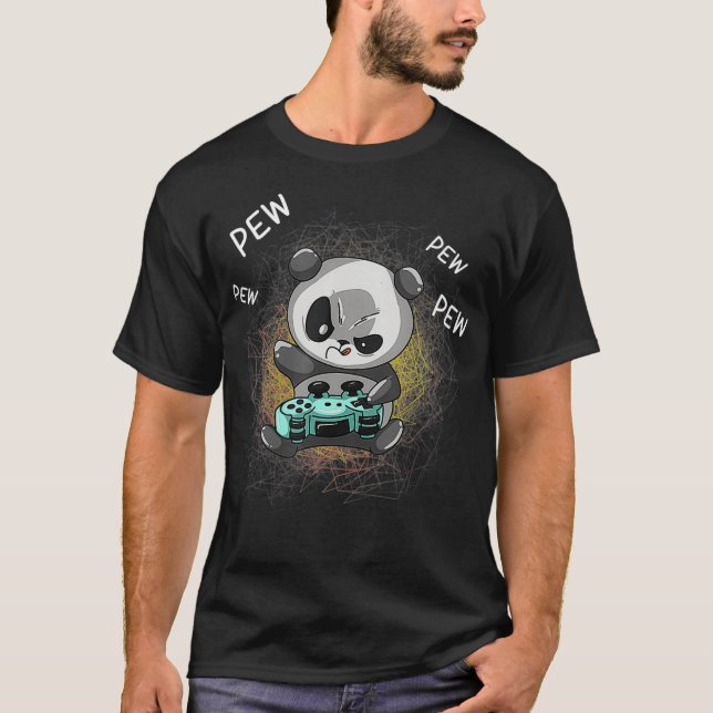 Cool Panda Playing Video Game  Funny Bear Gaming F T-Shirt (Front)