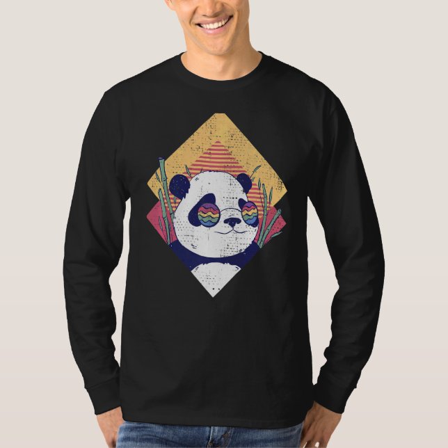 Cool Panda  Retro  Panda Bear In Sunglasses T-Shirt (Front)