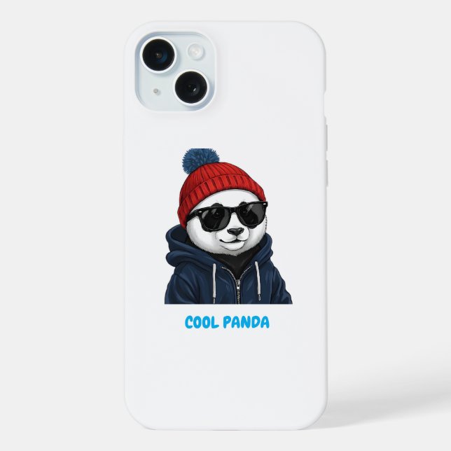  Cool Panda with Glasses & Beanie iPhone Case (Back)