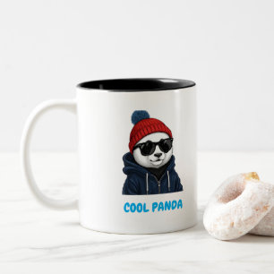Cool Panda with Glasses & Beanie Two-Tone Coffee Mug
