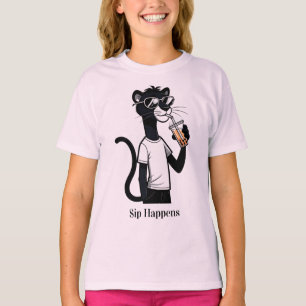 Cool Panther Graphic Tee – Funny Bubble Tea Shirt