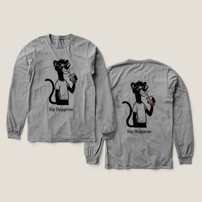 Cool Panther Graphic Tee – Funny Bubble Tea Shirt  (Design Front & Back)