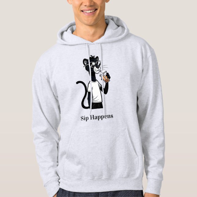 Cool Panther Graphic Tee – Funny Bubble Tea Shirt  (Front)