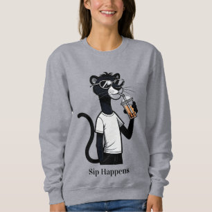 Cool Panther Graphic Tee – Funny Bubble Tea Shirt 