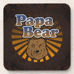 Cool Papa Bear, Brown/Blue/Gold Dad Gift Coaster