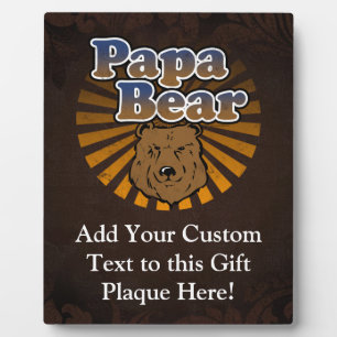 Cool Papa Bear, Brown/Blue/Gold Dad Gift Plaque