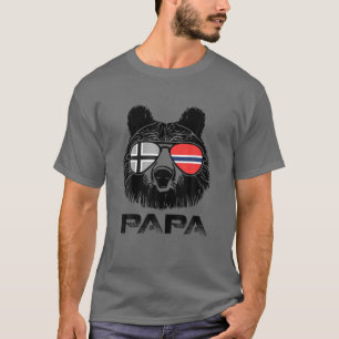 Cool Papa Bear Sunglasses Norway Flag Pride Patrio T-Shirt