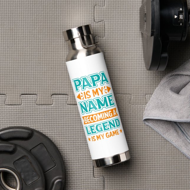 Cool Papa Dad word art  Water Bottle (Gym (Rotated))