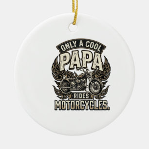 Cool Papa Motorcycle Vintage Biker Ceramic Tree Decoration