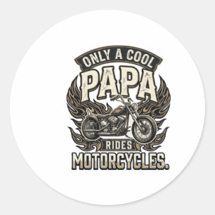 Cool Papa Motorcycle Vintage Biker Classic Round Sticker