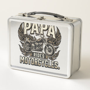 Cool Papa Motorcycle Vintage Biker Metal Lunch Box