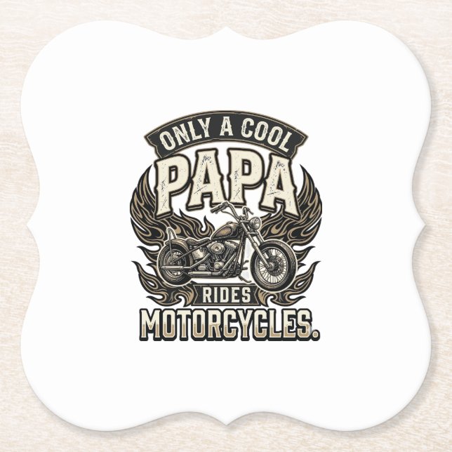 Cool Papa Motorcycle Vintage Biker Paper Coaster (Front)