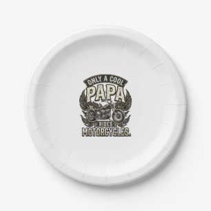 Cool Papa Motorcycle Vintage Biker Paper Plate