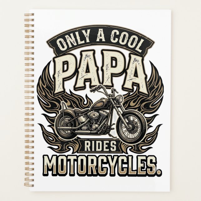 Cool Papa Motorcycle Vintage Biker Planner (Front)