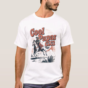 Cool Papas Club Retro Western Cowboy Dad funny  T-Shirt