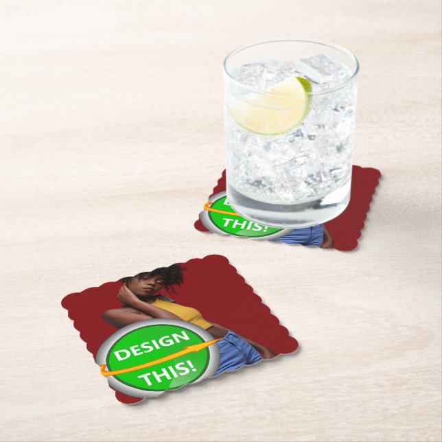 COOL! Paper Coasters - Scalloped Square - Custom (Insitu)