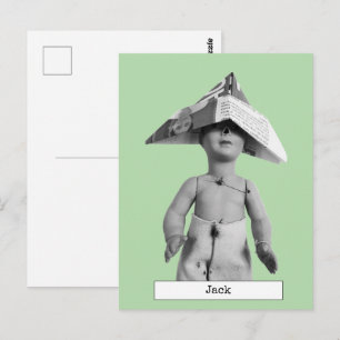Cool Paper Hat Doll Postcard