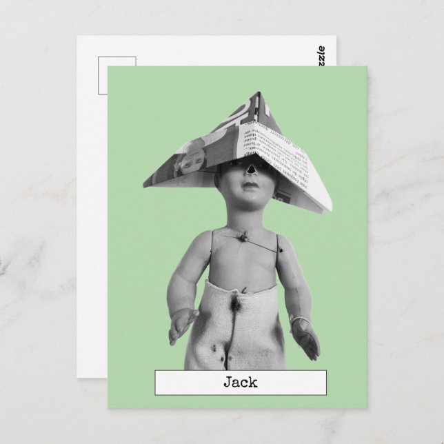 Cool Paper Hat Doll Postcard (Front/Back)