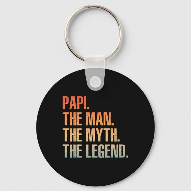 Cool Papi For Men Dad Grandpa Man Myth Legend Fath Key Ring (Front)