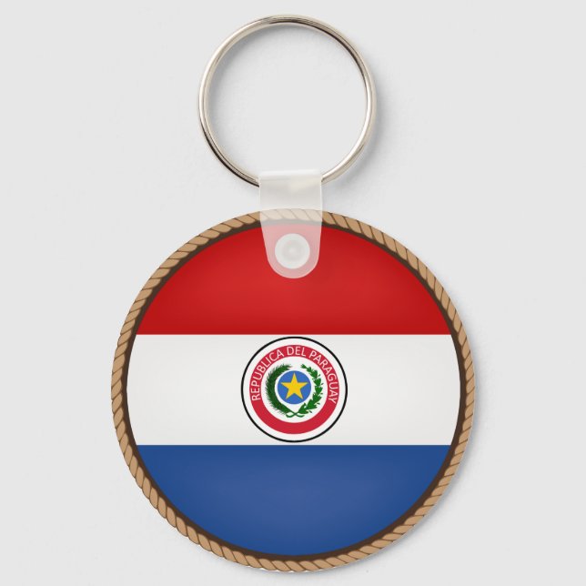Cool Paraguay Flag Seal Key Ring (Front)