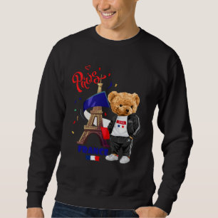 Cool Parisian Teddy Bear in Pari Eiffel Tower Outf Sweatshirt