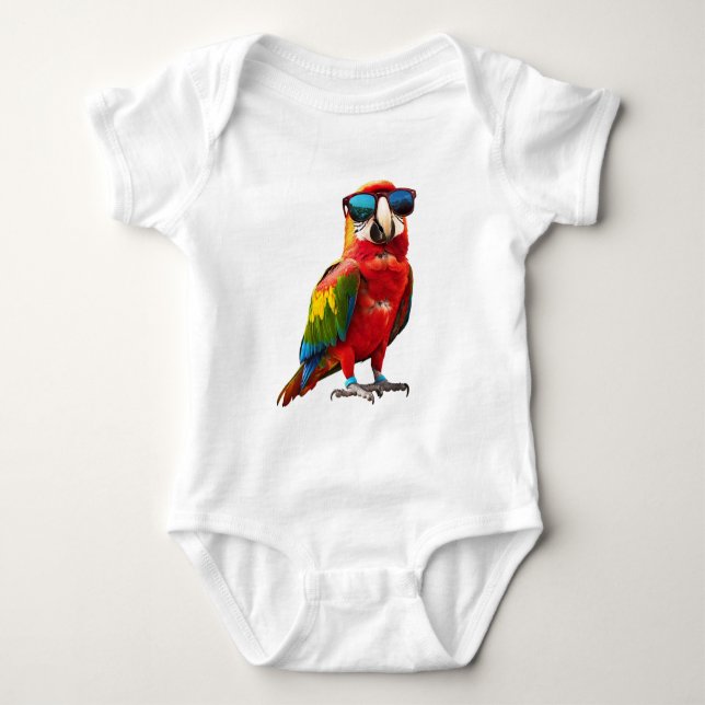 Cool Parrot with Sunglasses Baby Bodysuit (Front)