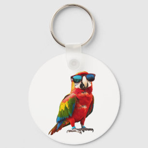 Cool Parrot with Sunglasses Key Ring