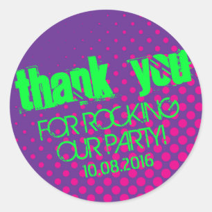 Cool Party Rock Halftone Sticker Purple and Pink