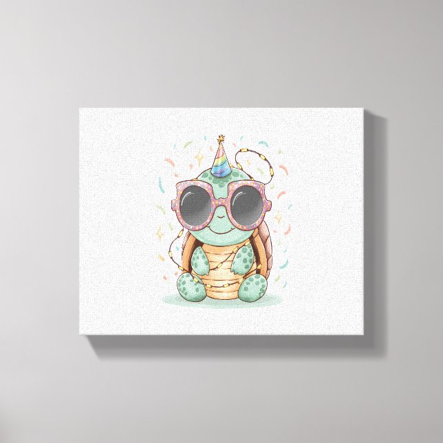Cool Party Turtle Canvas Print (Front)