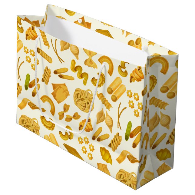 cool pasta party tiled pattern  large gift bag (Front Angled)