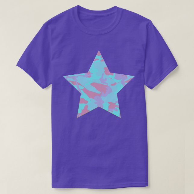 Cool Pastel Camo Pattern Star T-Shirt (Design Front)