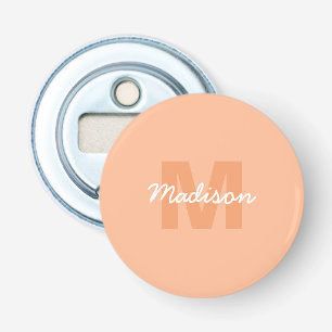 Cool pastel peach colour with Custom Monogram name Bottle Opener