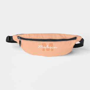 Cool pastel peach colour with Custom Monogram name Bum Bags