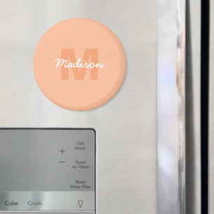 Cool pastel peach colour with Custom Monogram name Magnet