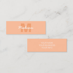 Cool pastel peach colour with Custom Monogram name Mini Business Card