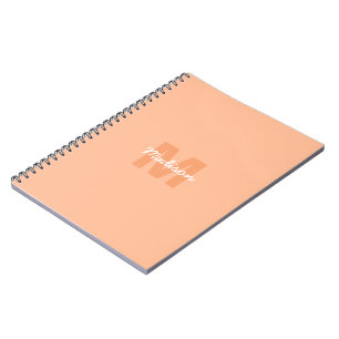 Cool pastel peach colour with Custom Monogram name Notebook