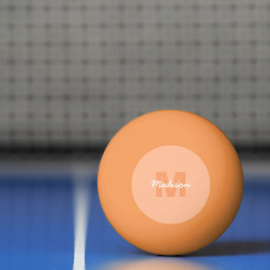 Cool pastel peach colour with Custom Monogram name Ping Pong Ball