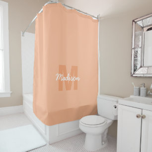 Cool pastel peach colour with Custom Monogram name Shower Curtain