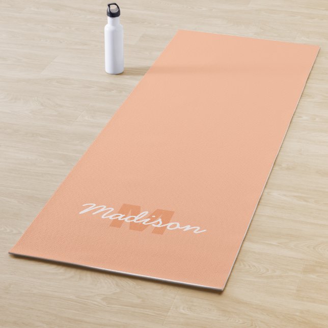 Cool pastel peach colour with Custom Monogram name Yoga Mat (In Situ)