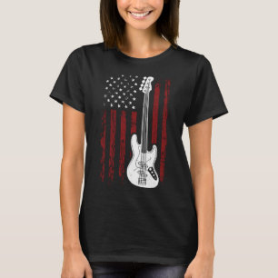 Cool Patriotic American Flag Bass Guitarist Guitar T-Shirt